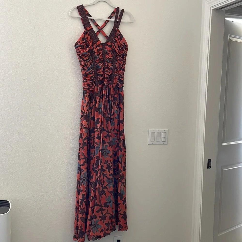 Anya open-back ruched floral-print silk-crepe maxi dress - Picture 5 of 12